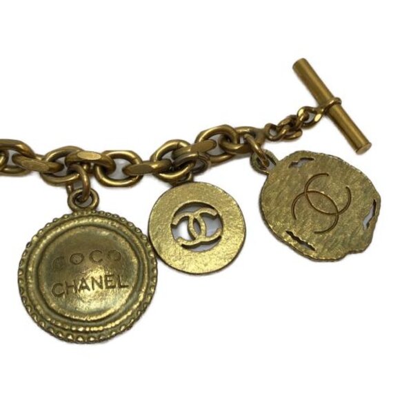 Authentic Chanel Coco CC Logo 24K Vintage Bracelet Chain Clasp Gold Plated - Picture 4 of 5